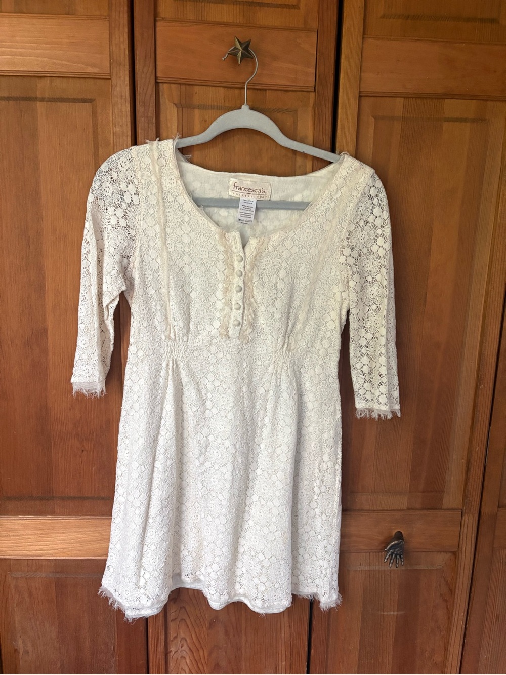 Francesca's Collections Cream Lace Mini Dress